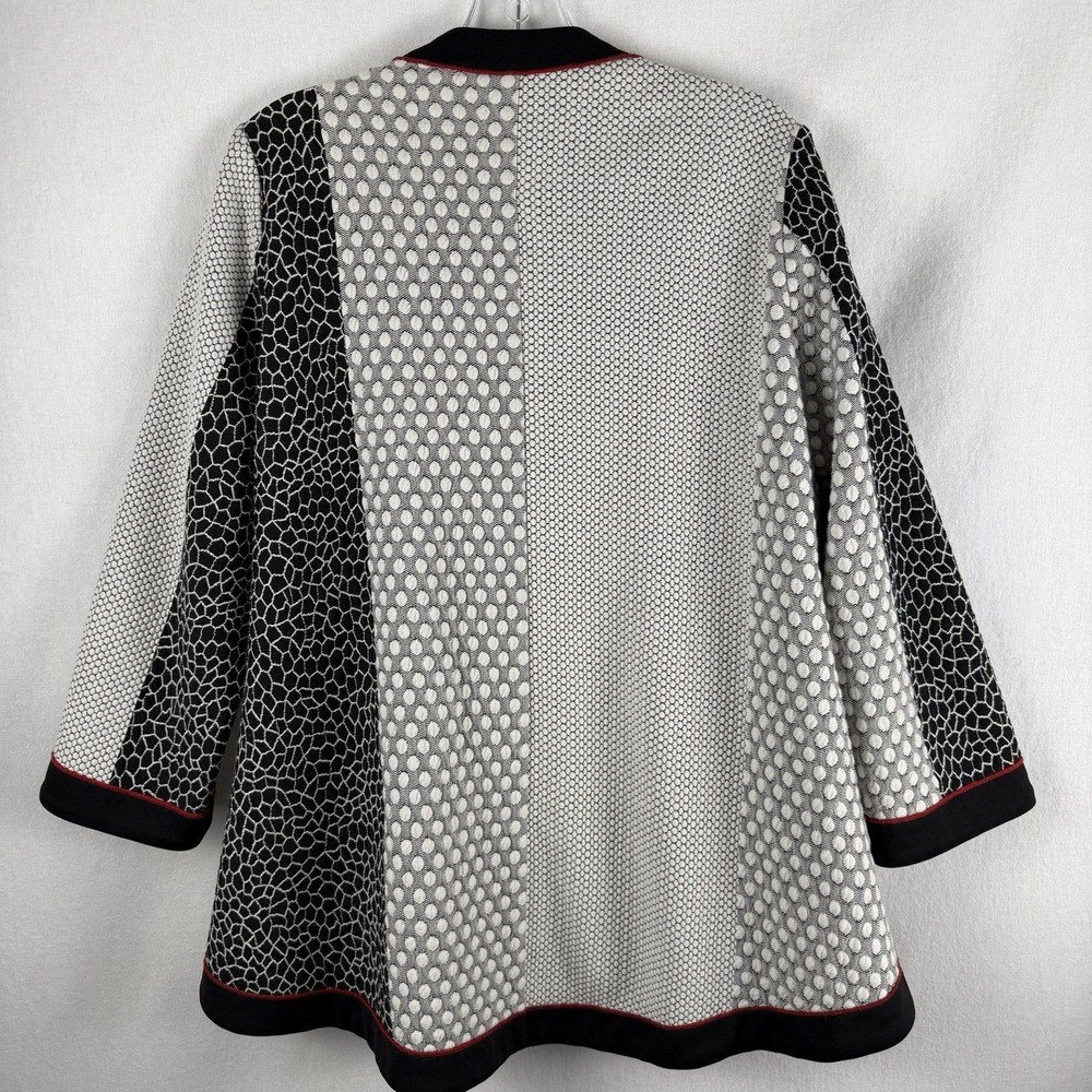 IC By Connie K Open Front Jacket Cardigan Sz M Artsy Laganlook Funky Mixed Print - Picture 7 of 13